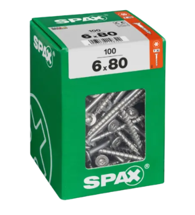 Spax Universalschraube WIROX, 6x80, 100 Stück, 4191020600806